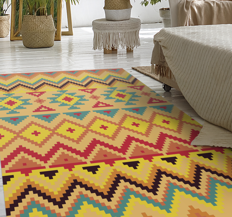 Tribal orange stripes carpet - TenStickers