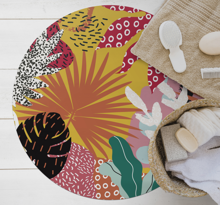 Tropical Botanical Harmony floral vinyl rug - TenStickers