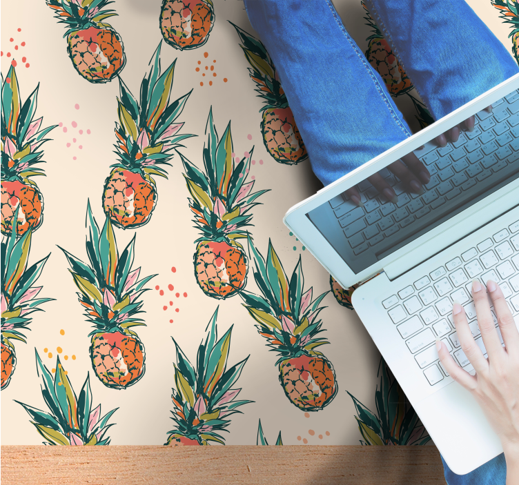 Tropical Pineapple Pattern flower vinyl rug - TenStickers