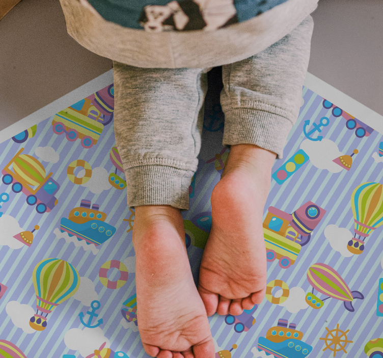 Truck, plane and bus kids vinyl rug - TenStickers