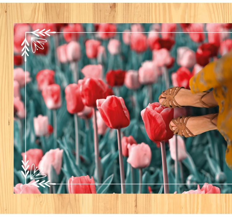 Tulip Field Scene flower vinyl rug - TenStickers