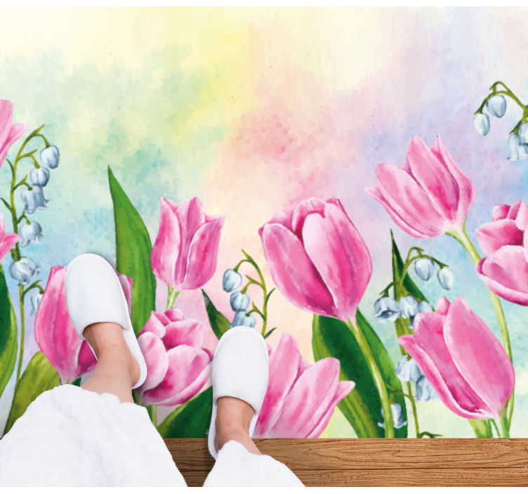 Tulip Floral Arrangement flower vinyl rug - TenStickers