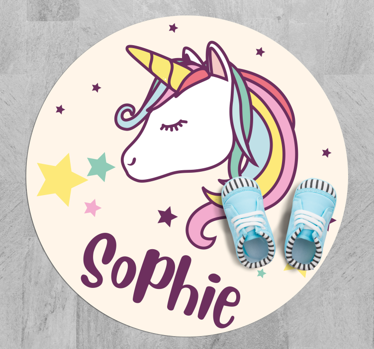 unicorn with name personalised mat - TenStickers