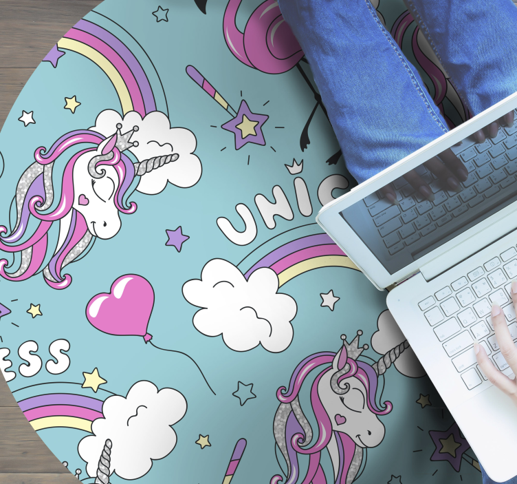 Unicorn Fantasy Circle vinyl rug - TenStickers