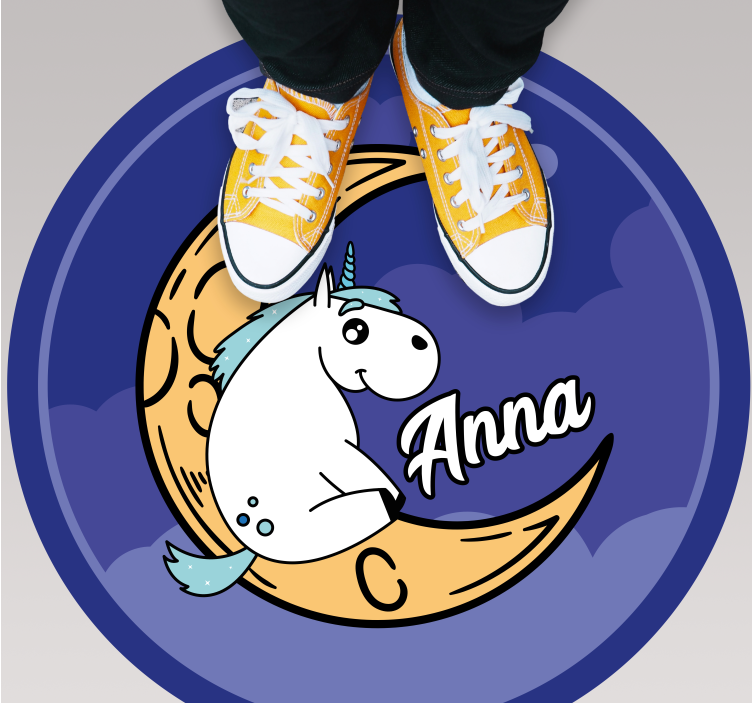Custom unicorn on moon vinyl rug - TenStickers