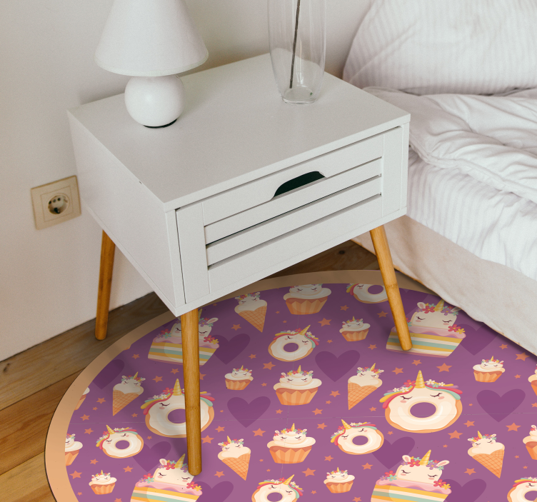 Unicorn Treats Round kids vinyl rug - TenStickers
