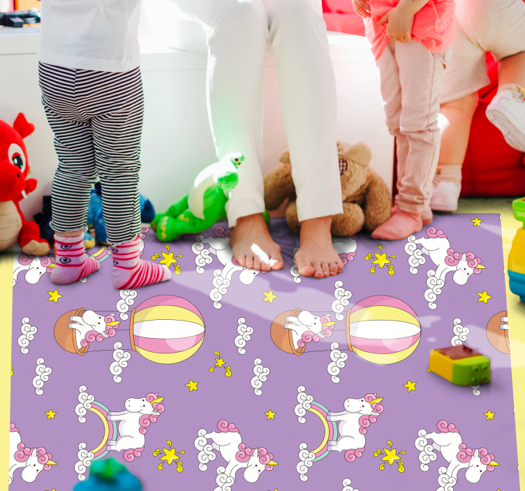 unicorn with a balloon vinyl rug - TenStickers