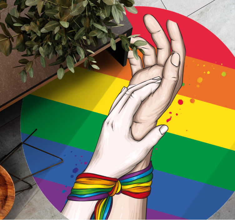 Unity hands rainbow event vinyl rug - TenStickers