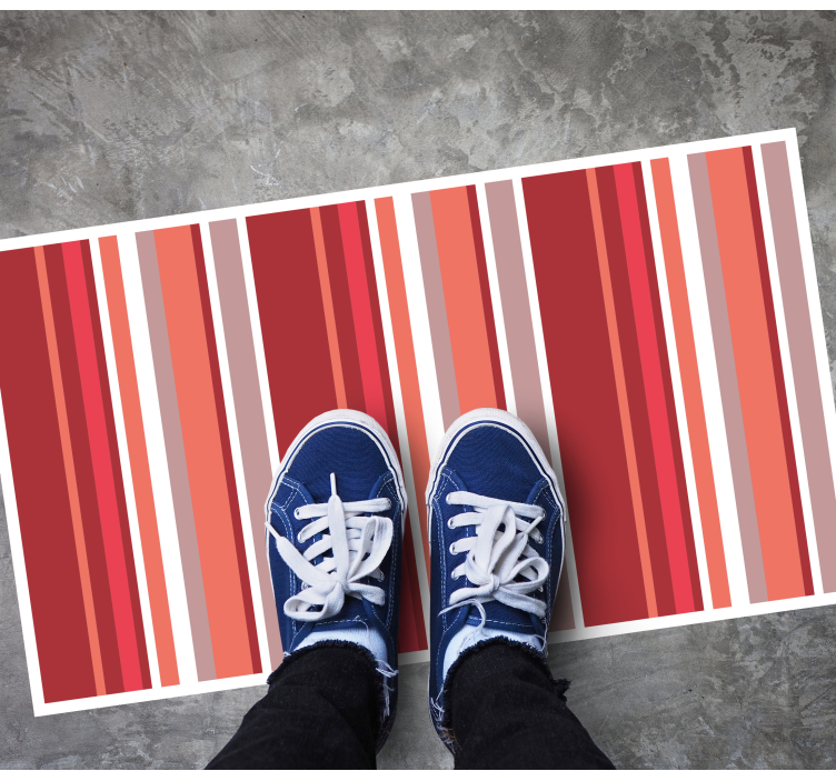 Vertical line red pattern bedroom rug - TenStickers