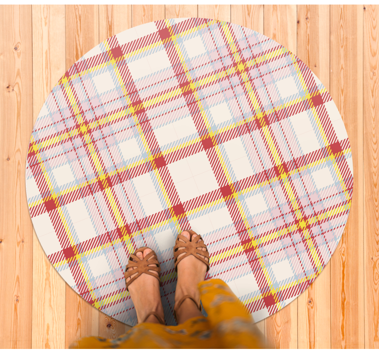 Vibrant Check Pattern circular vinyl rug - TenStickers