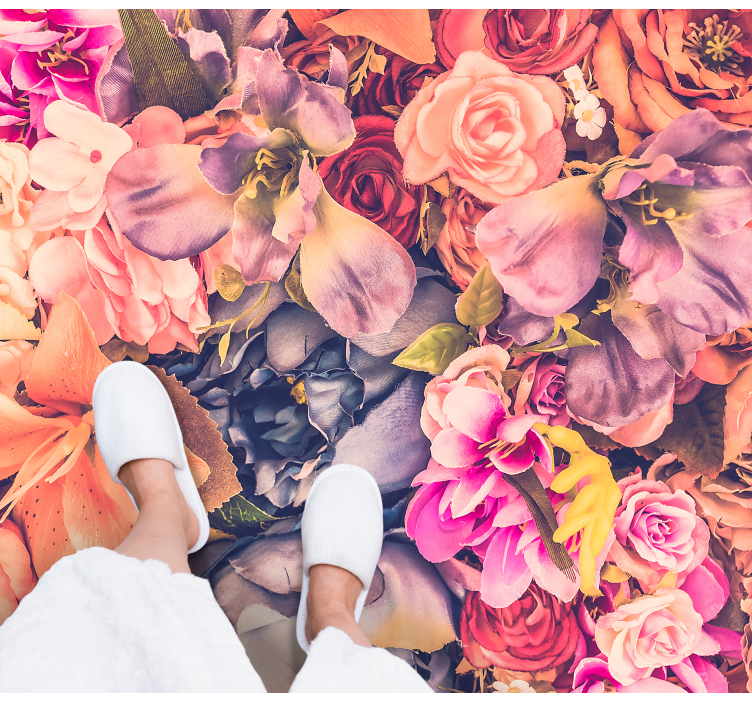 Vibrant Floral Element flower vinyl rug - TenStickers