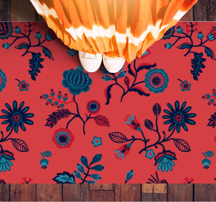Vibrant Floral Print flower vinyl rug - TenStickers