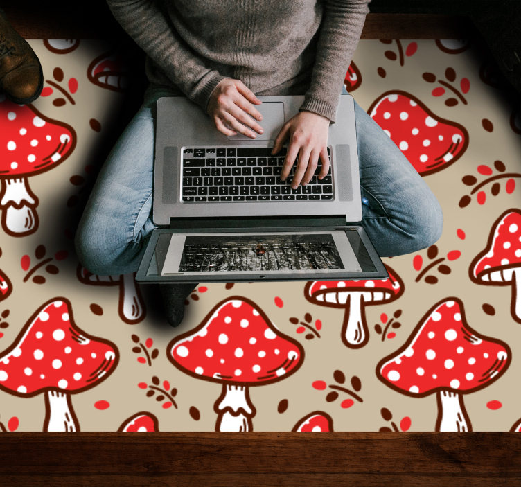 Vibrant Fungal Motifs flower vinyl rug - TenStickers