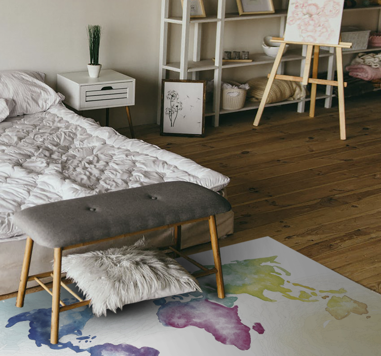 Vibrant Global Map world map vinyl rug - TenStickers