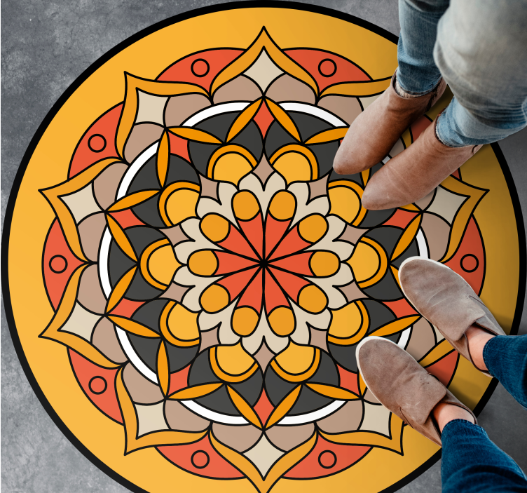 Vibrant Mandala Element circular vinyl rug - TenStickers