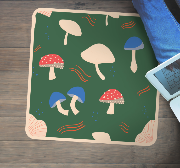 Vibrant Mushroom Artwork nature vinyl rug - TenStickers