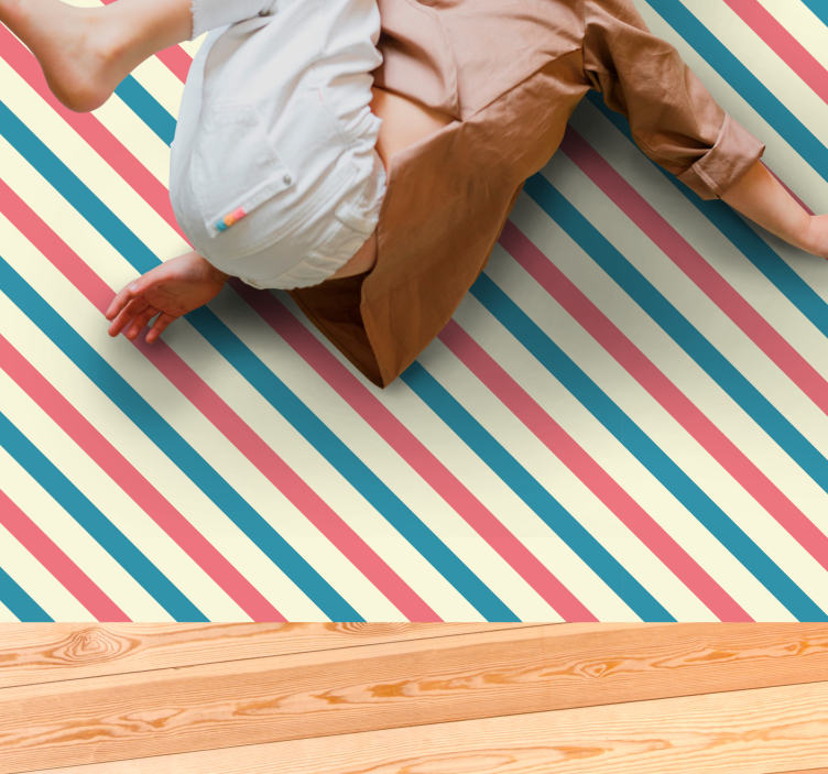 Vibrant Slanted Lines stripes vinyl rug - TenStickers