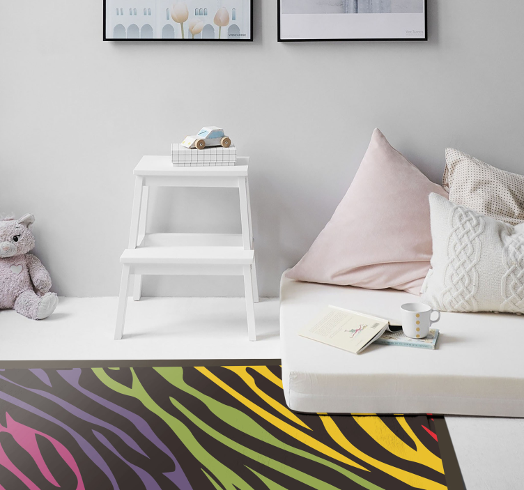 Vibrant Zebra Stripes animal print vinyl rug - TenStickers