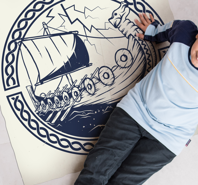 Viking ships kids vinyl rug - TenStickers