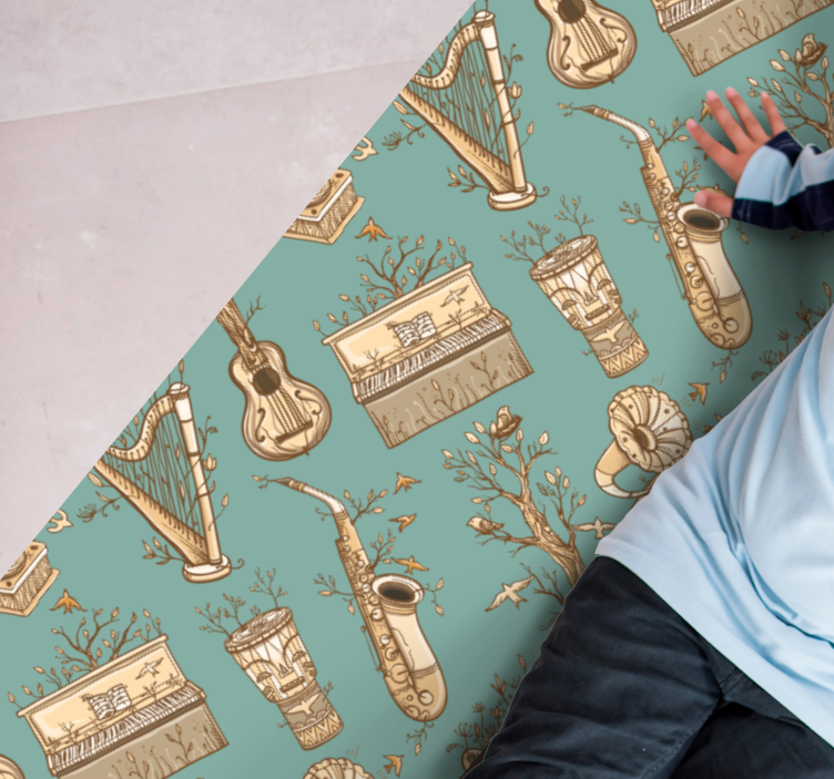 Vintage music pattern rectangular rug - TenStickers