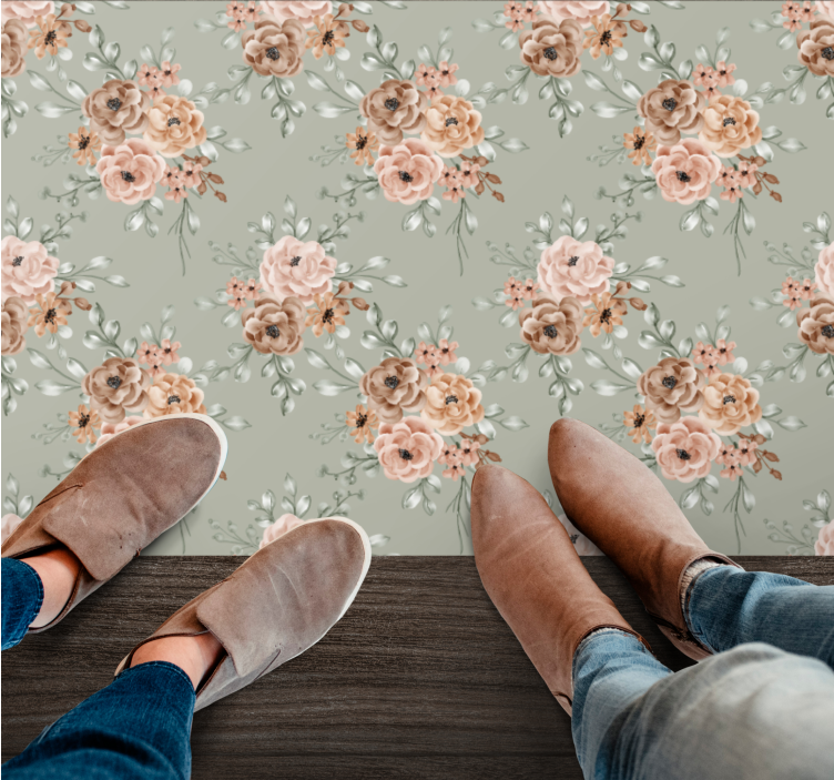 Vintage roses on mint green vinyl floral rug - TenStickers