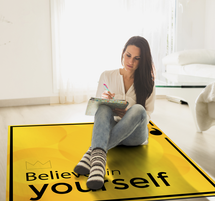 Vinyl carpet text believe in yourself - TenStickers