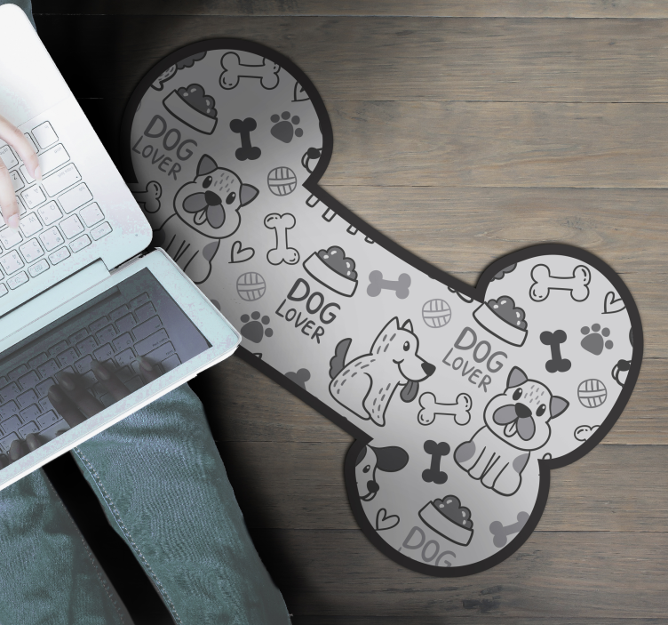 Vinyl rug drawings of dogs and food animal rug - TenStickers