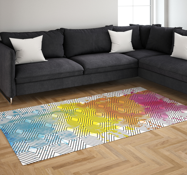 Vinyl rug geometric watercolour diamonds - TenStickers