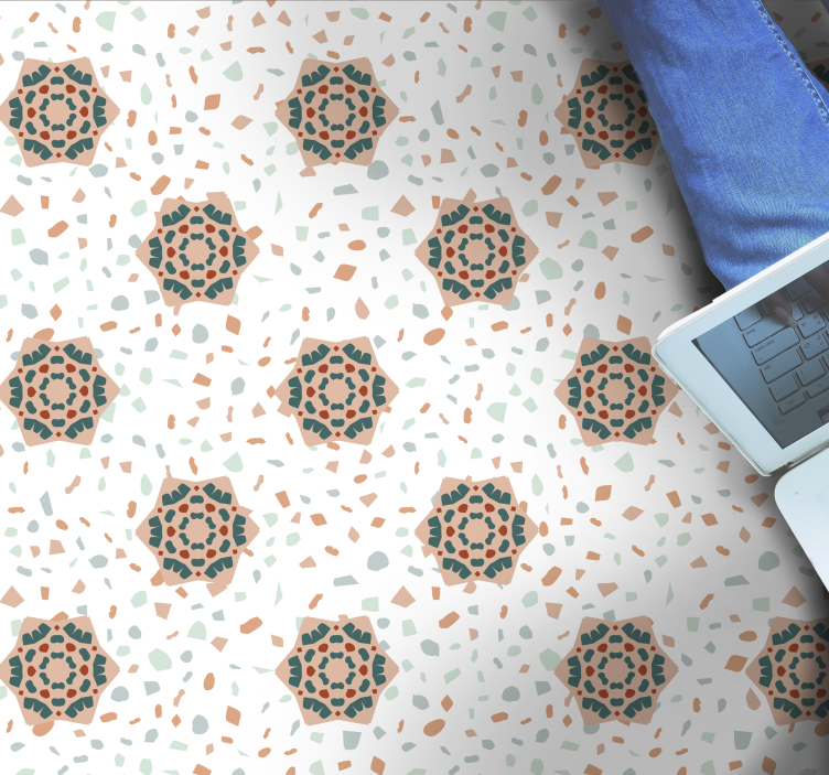 Vinyl rug in white mosaic design - TenStickers