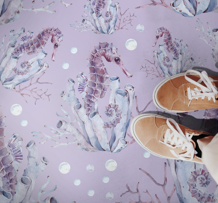 Watercolor seahorse animal vinyl rug - TenStickers