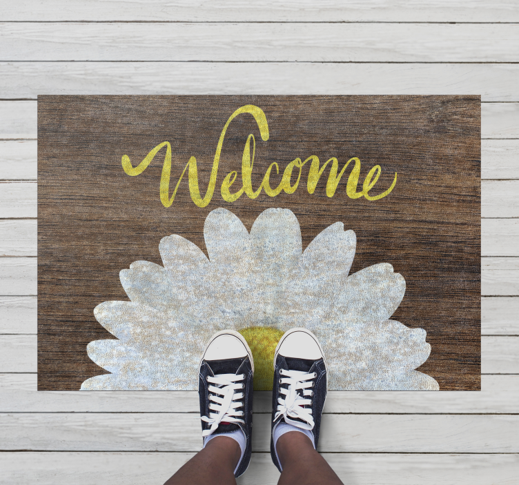 Welcome mat with sunflower entrance hall tiles - TenStickers