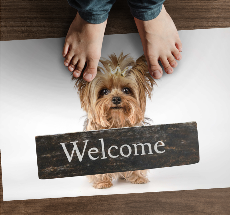 Welcome with dog entrance hall tiles - TenStickers