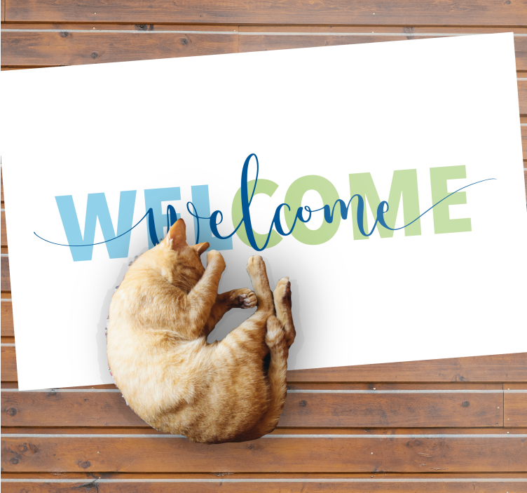 Welcoming Entrance Text entrance hall vinyl rug - TenStickers