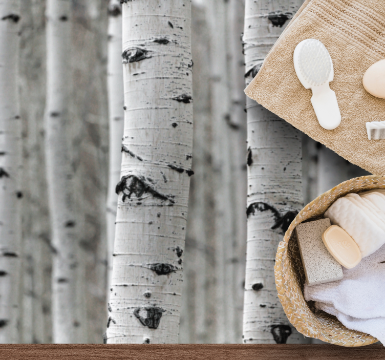 White birch tree forest texture carpet - TenStickers