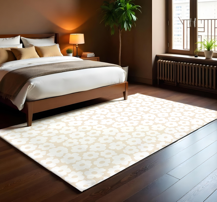 White poppy flower vinyl rug - TenStickers