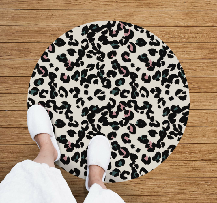White round vinyl carpet leopard animal rug - TenStickers