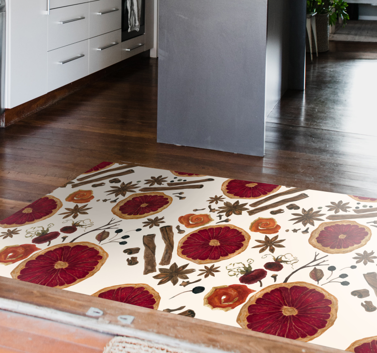 Winter spices pattern kitchen floor tiles - TenStickers