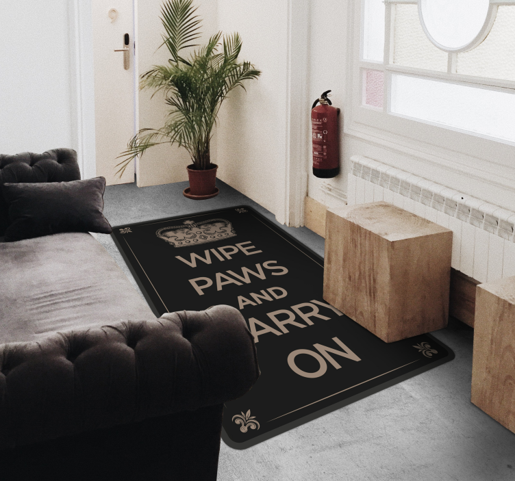 Wipe paws and carry on text custom rug - TenStickers
