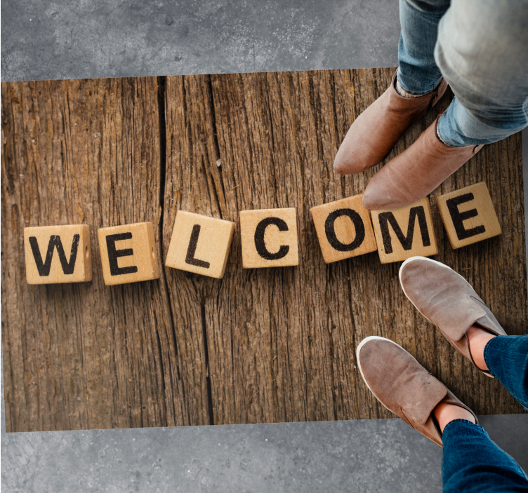 Wooden Alphabet Welcome custom vinyl mat - TenStickers