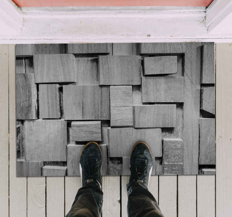 Wooden plank dark 3d texture wood vinyl rug - TenStickers