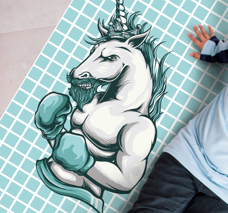 Workout gym unicorn cartoon modern rug - TenStickers