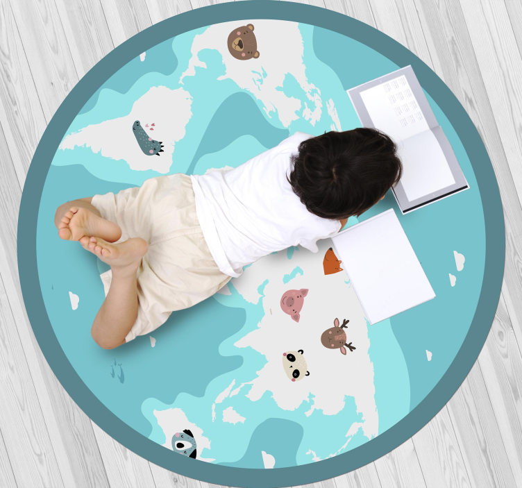 World animal map vinyl rug - TenStickers