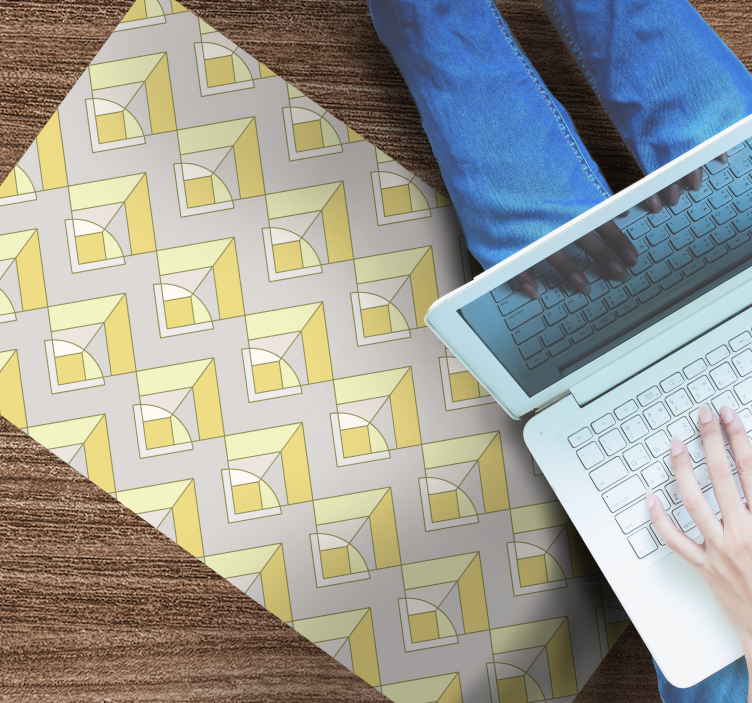 Yellow and gray pattern geometric vinyl rug - TenStickers