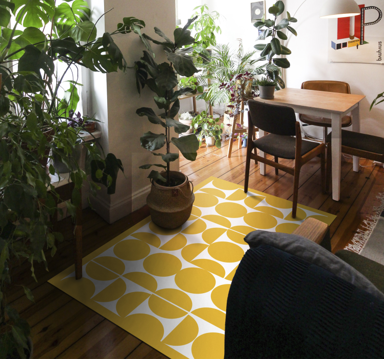 Yellow Circle Pattern geometric vinyl rug - TenStickers