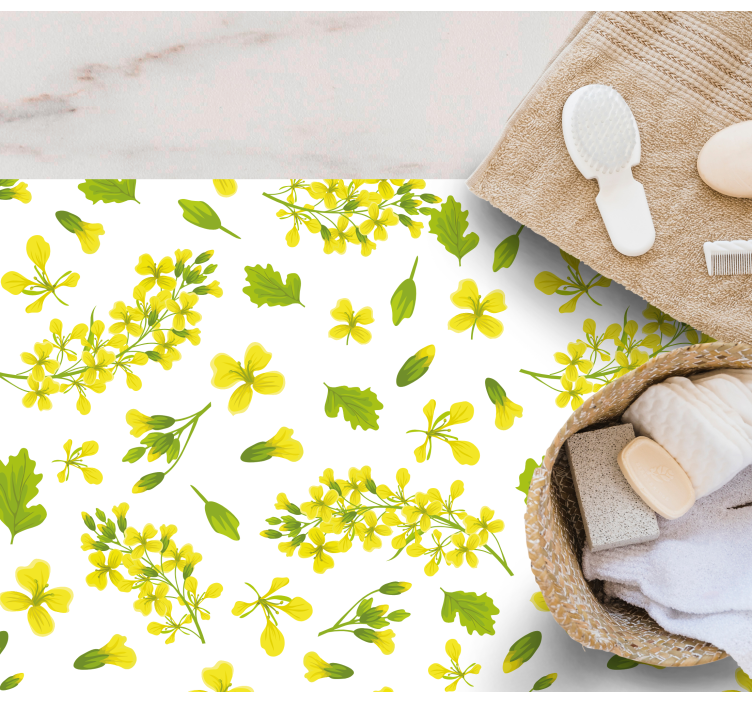 Yellow flowers pattern floral rug - TenStickers