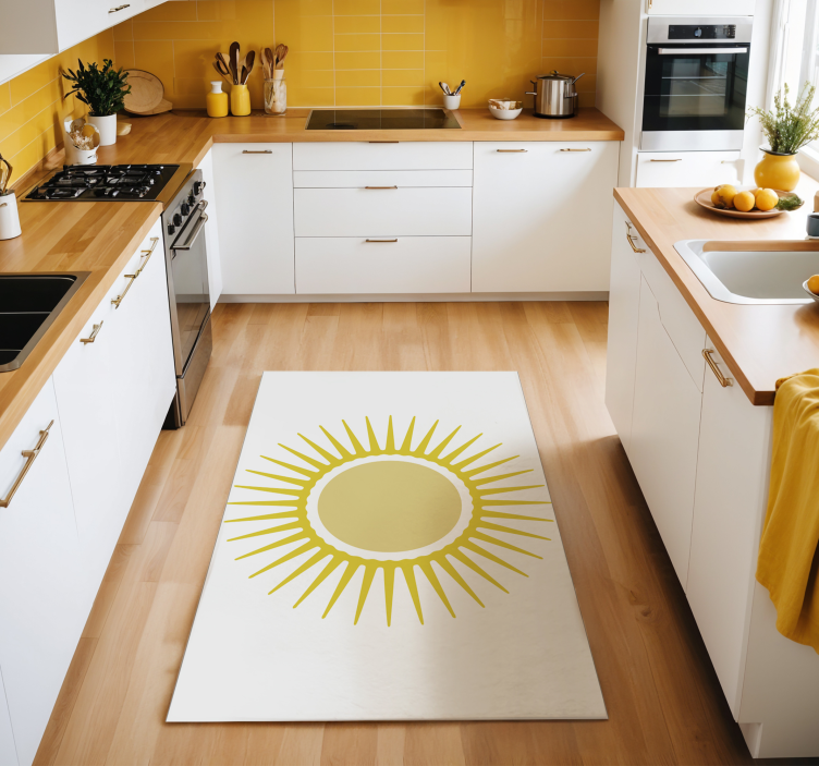 Yellow sun white vinyl rug - TenStickers