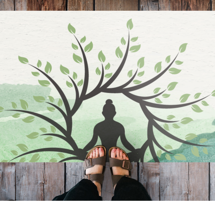 Yoga tree pose  mandala vinyl rug - TenStickers