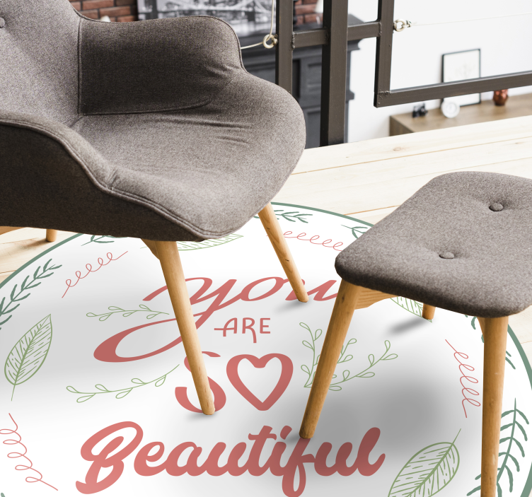 You are so beautiful floral wreath custom vinyl rug - TenStickers