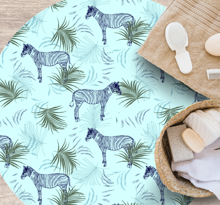 Animal vinyl rug zebra and leaves - TenStickers