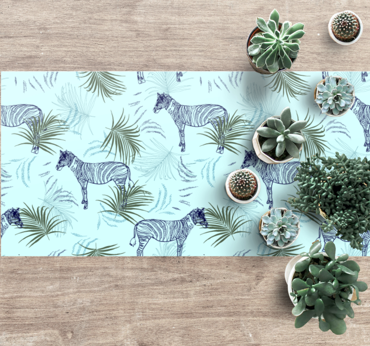 Animal vinyl rug with zebra leaf pattern - TenStickers